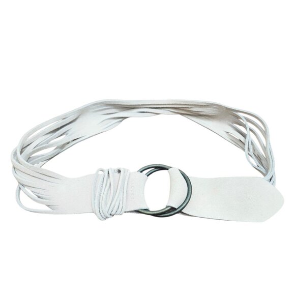 Sisley Suede Fringe Wrap Belt Women’s Adjustable Tan Leather O-Ring Boho Belt 39 - Picture 2 of 12